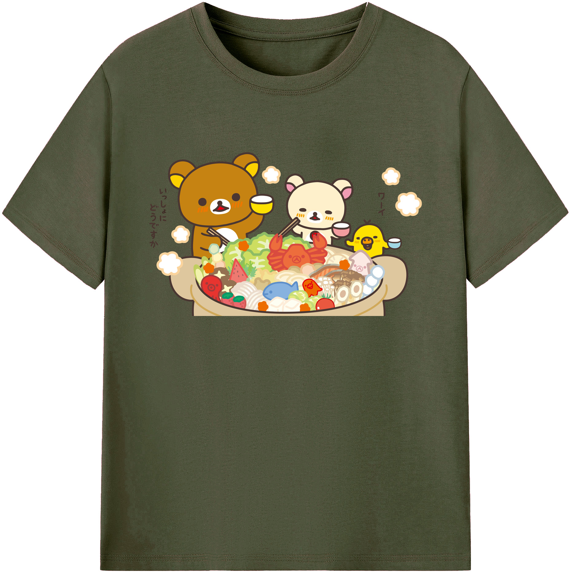 （画像用） リラックマ リラックマ キイロイトリ Rilakkuma Korilakkuma Kiiroitori 綿100％ メンズ半袖Tシャツ｜肌触りやわらか＆通気性